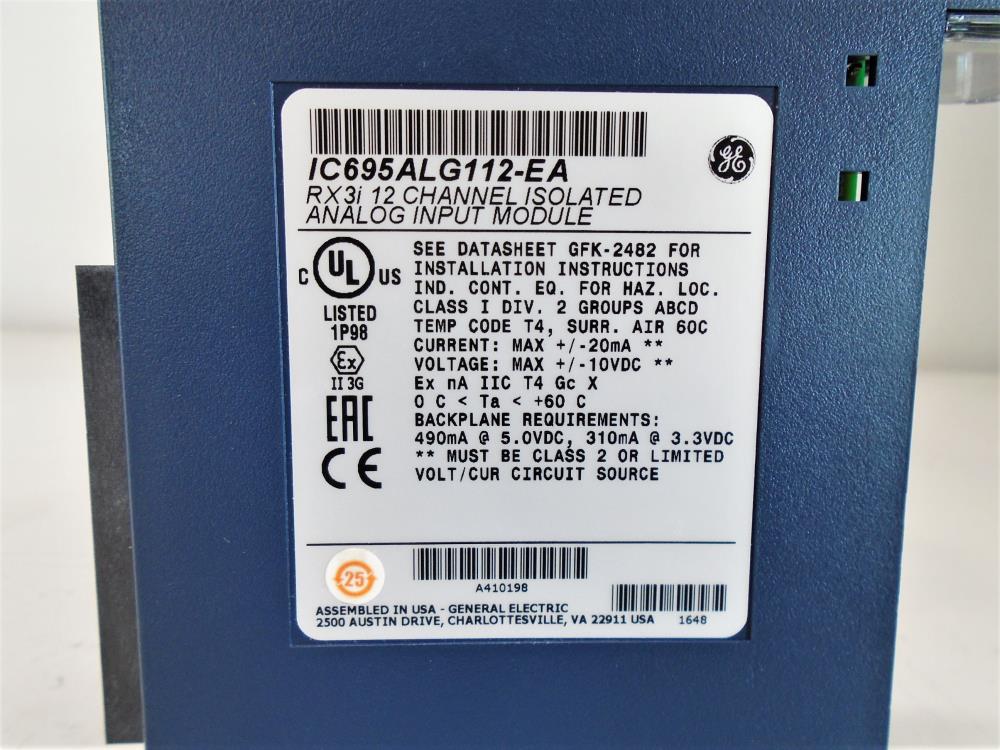 GE RX3i 12-Channel Isolated Analog Input Module IC695ALG112-EA